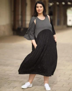 Sprinkle Crinkle Tank Dress, Black