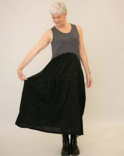 Sprinkle Crinkle Tank Dress, Black