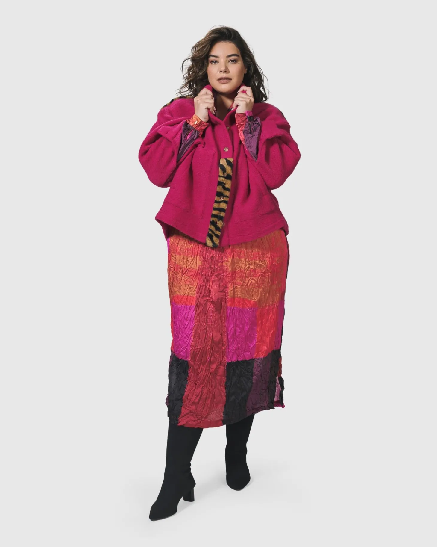 Sunset Strip Shirt Dress, Magenta