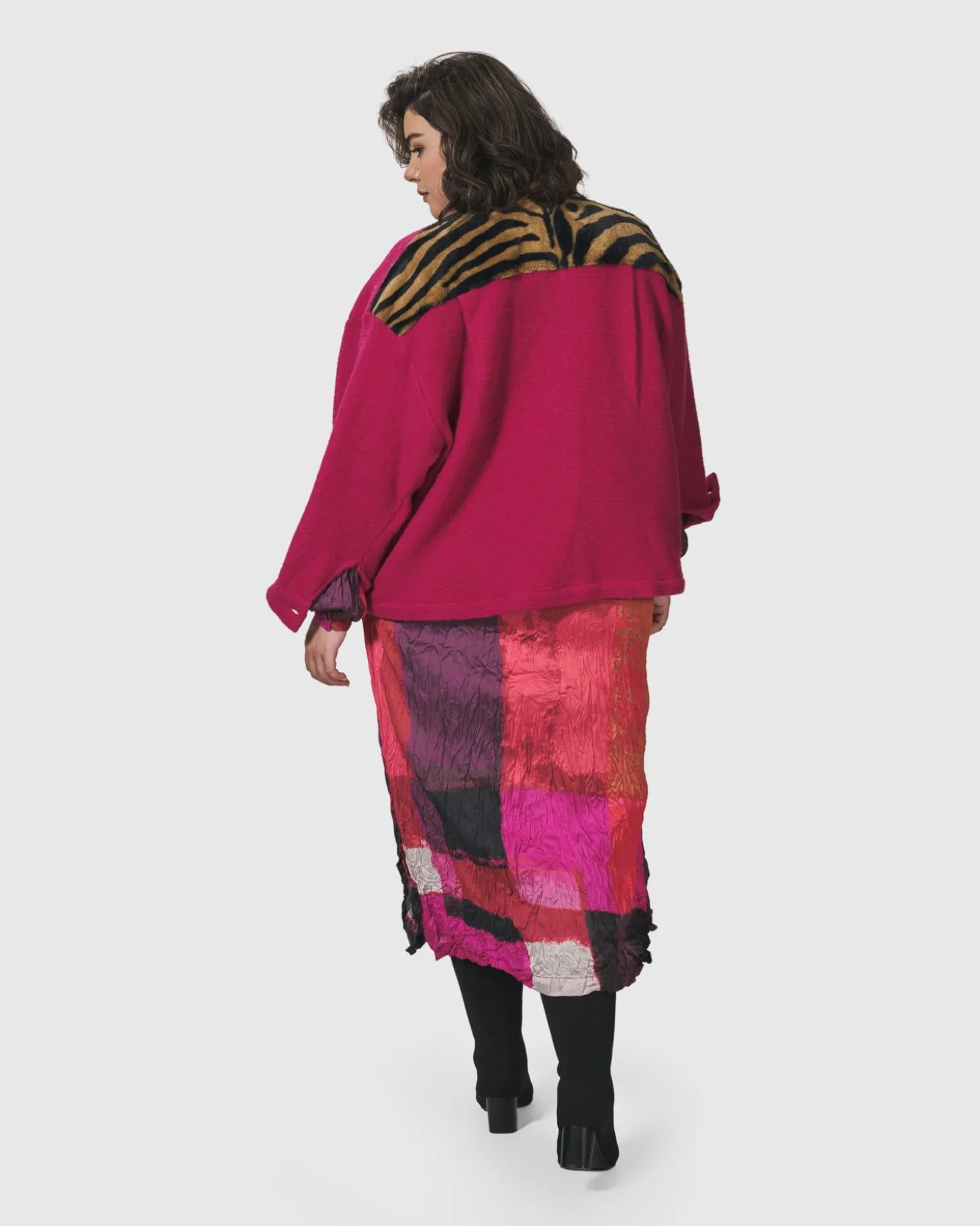 Sunset Strip Shirt Dress, Magenta