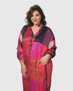 Sunset Strip Shirt Dress, Magenta