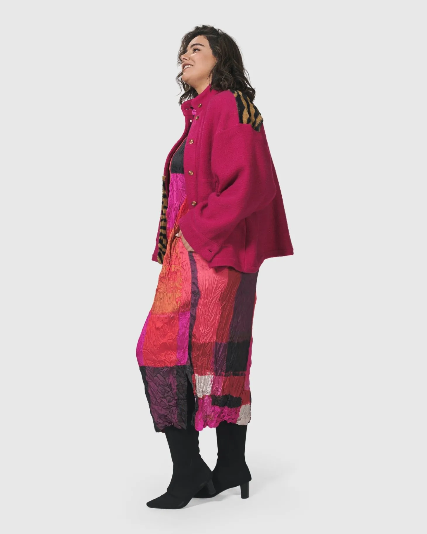 Sunset Strip Shirt Dress, Magenta