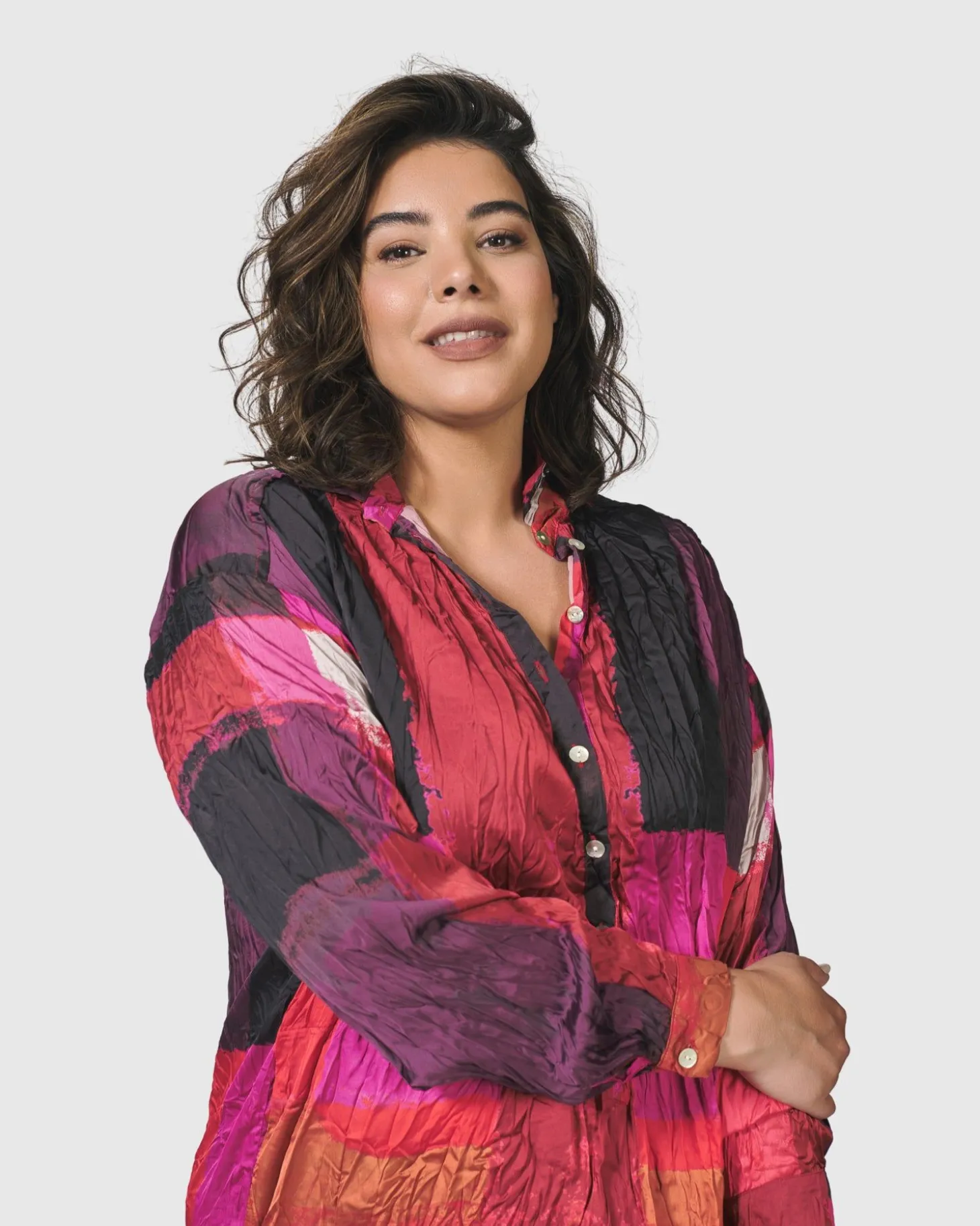 Sunset Strip Shirt Dress, Magenta