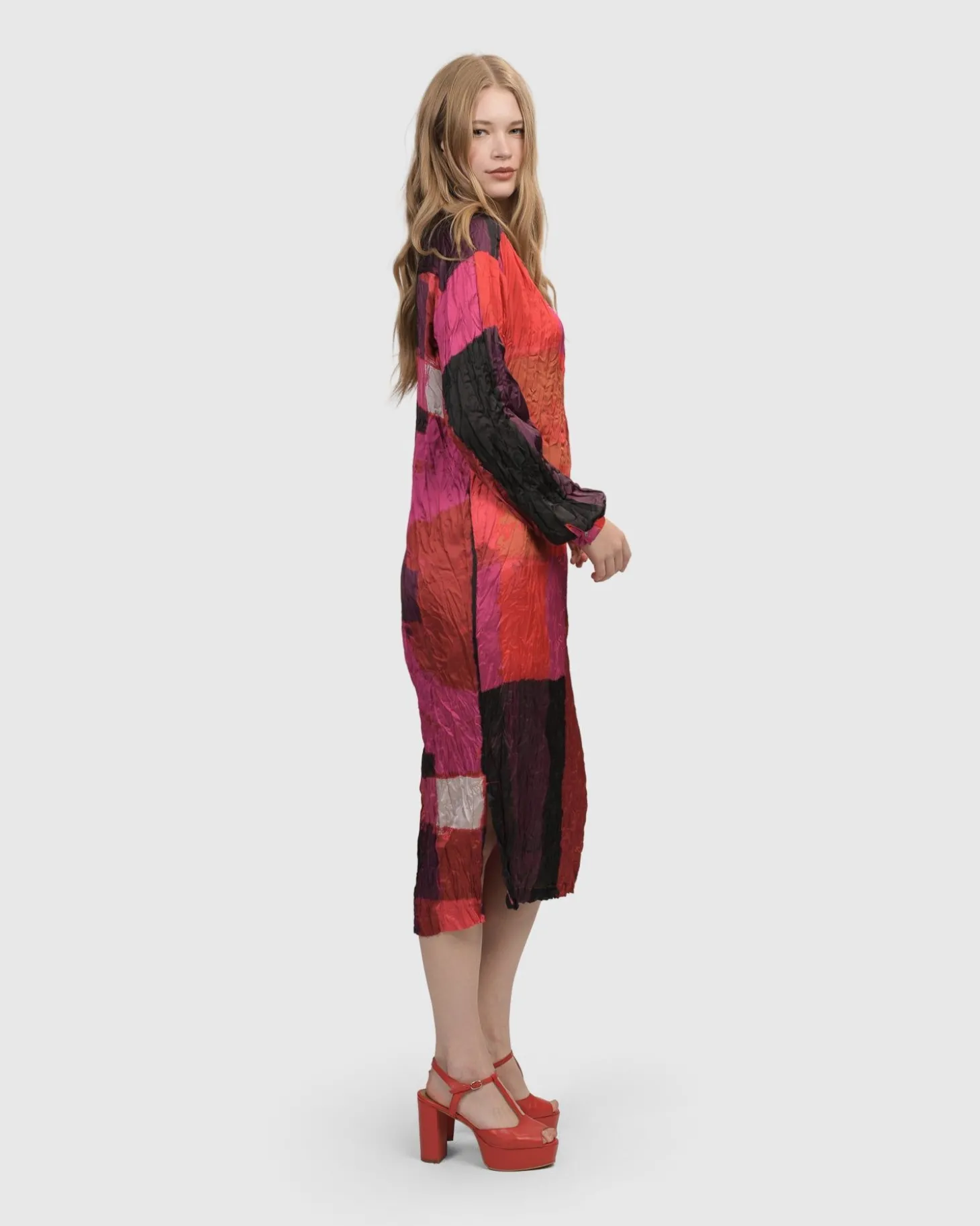Sunset Strip Shirt Dress, Magenta