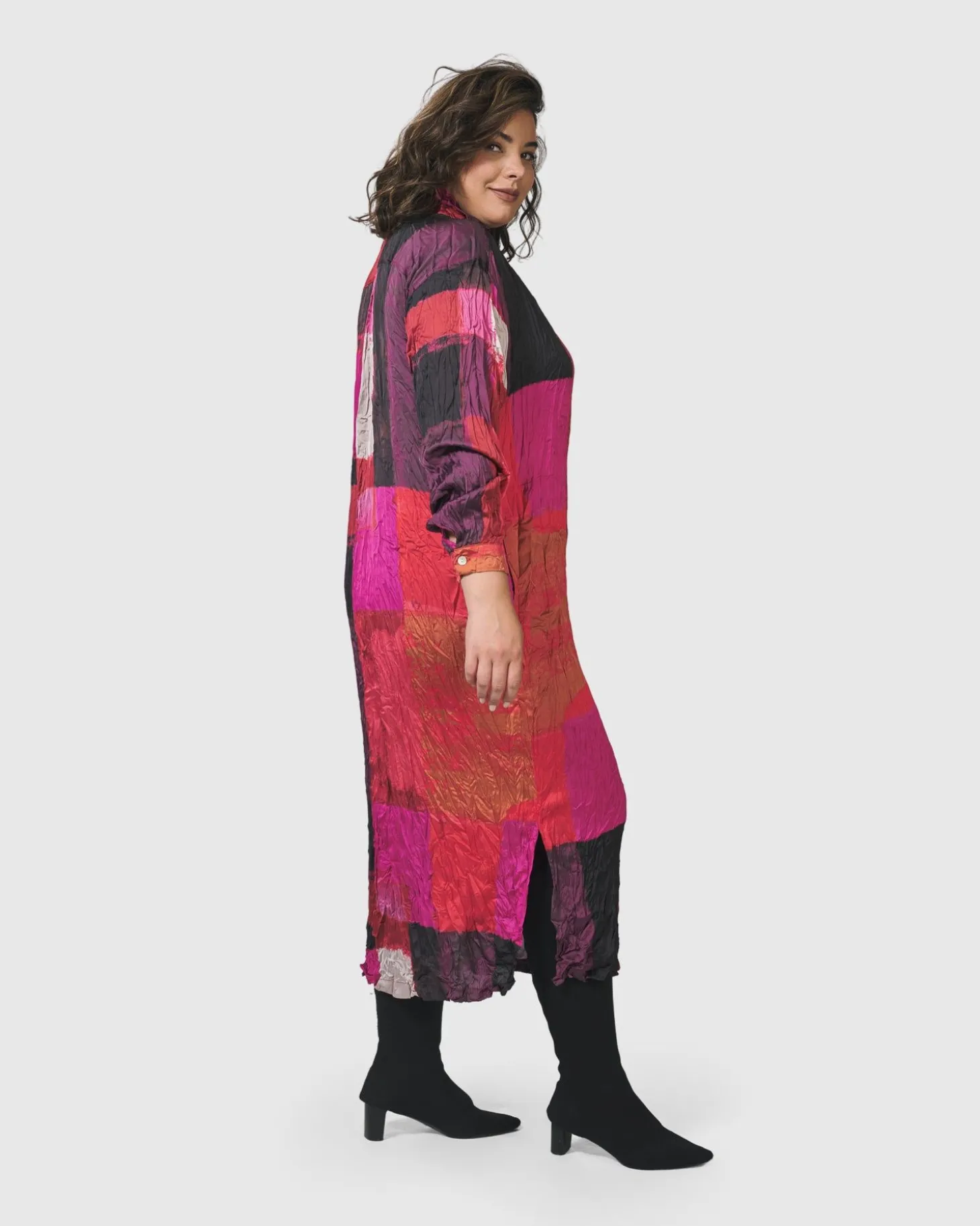 Sunset Strip Shirt Dress, Magenta