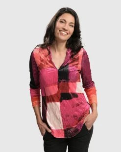 Sunset Strip V Neck Pullover, Magenta