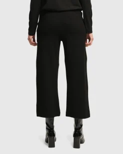 Superb Waffle Weave Ankle Pants, Black