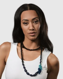 Tahiti Bird Bead Necklace, Blue