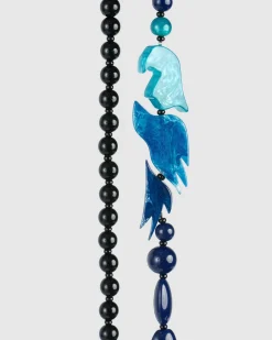 Tahiti Bird Bead Necklace, Blue