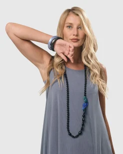 Tahiti Bird Bead Necklace, Blue