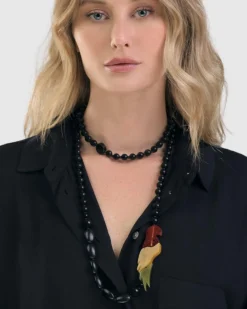 Tahiti Bird Bead Necklace, Multi/Black