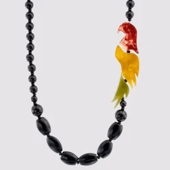 Tahiti Bird Bead Necklace, Multi/Black