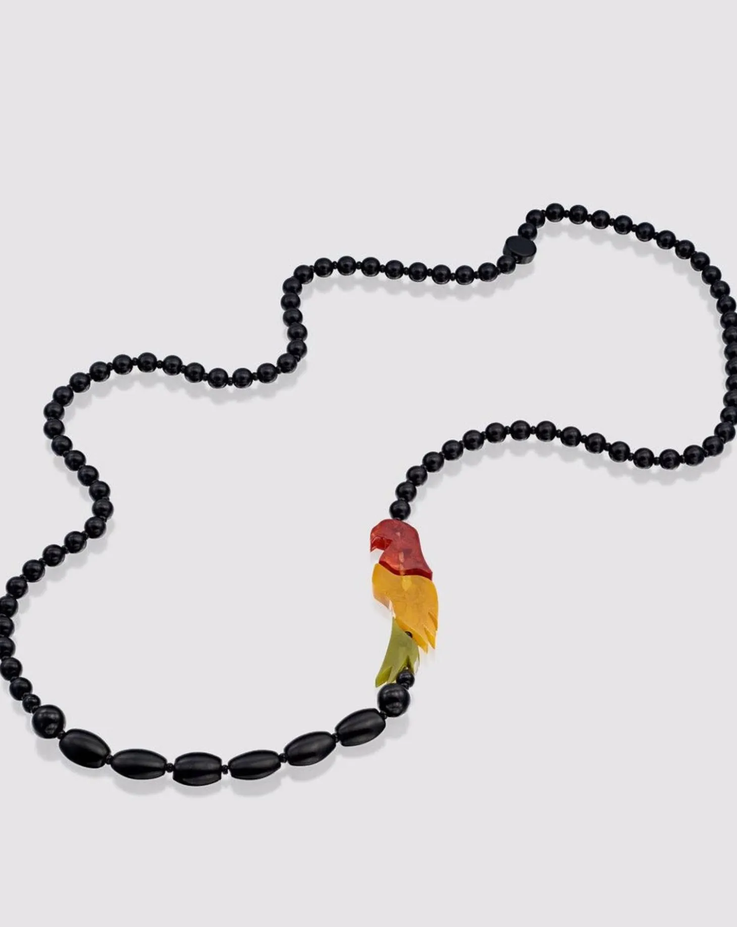 Tahiti Bird Bead Necklace, Multi/Black