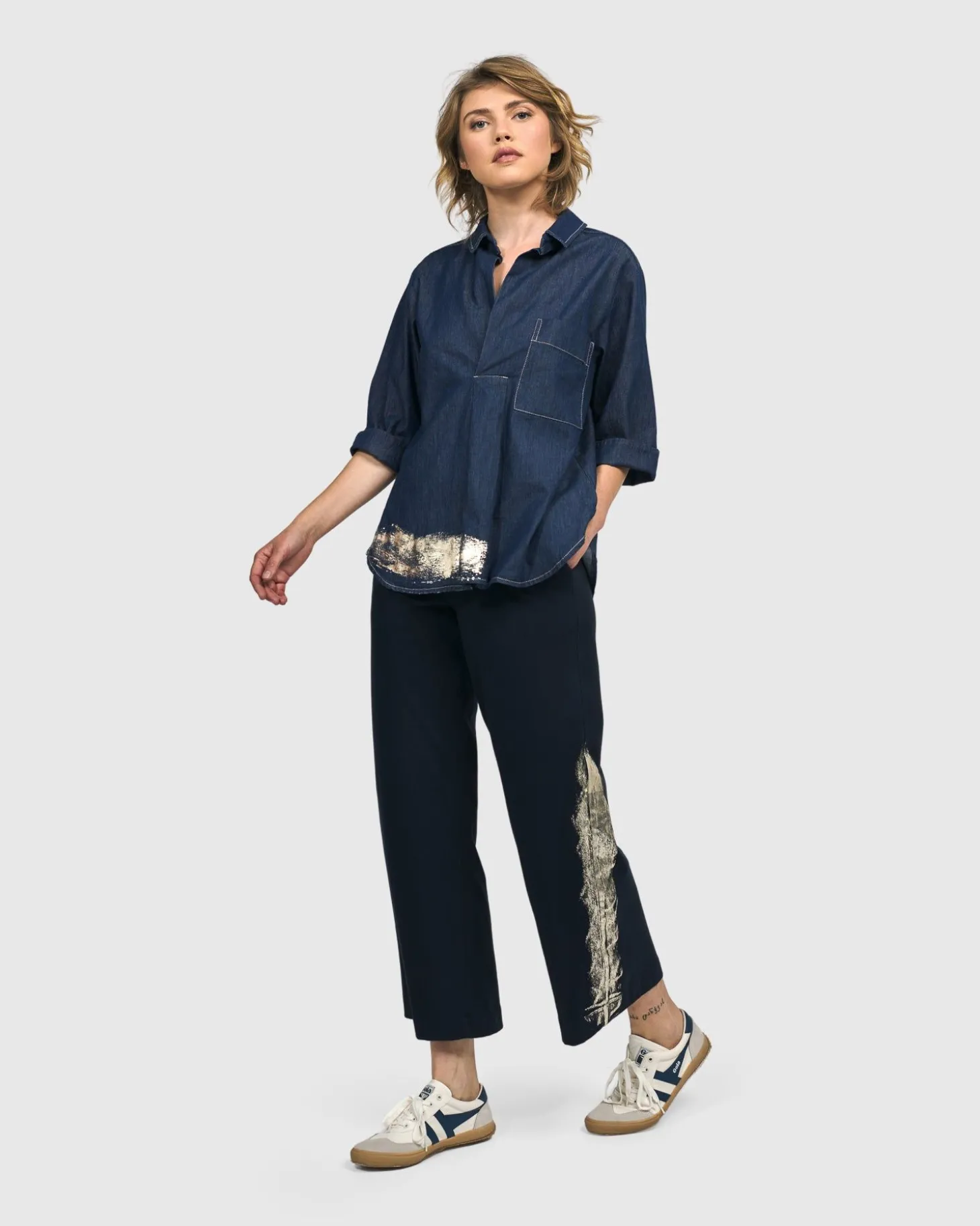 Tallahassee Popover Blouse, Denim