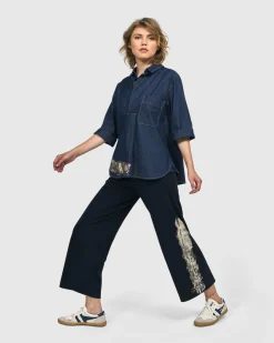 Tallahassee Popover Blouse, Denim