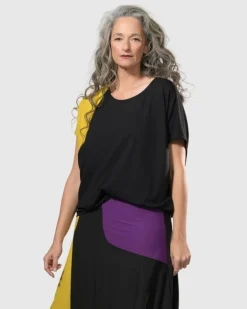 Tekbika Bliss Boxy Top, Multi (Yellow/Purple)
