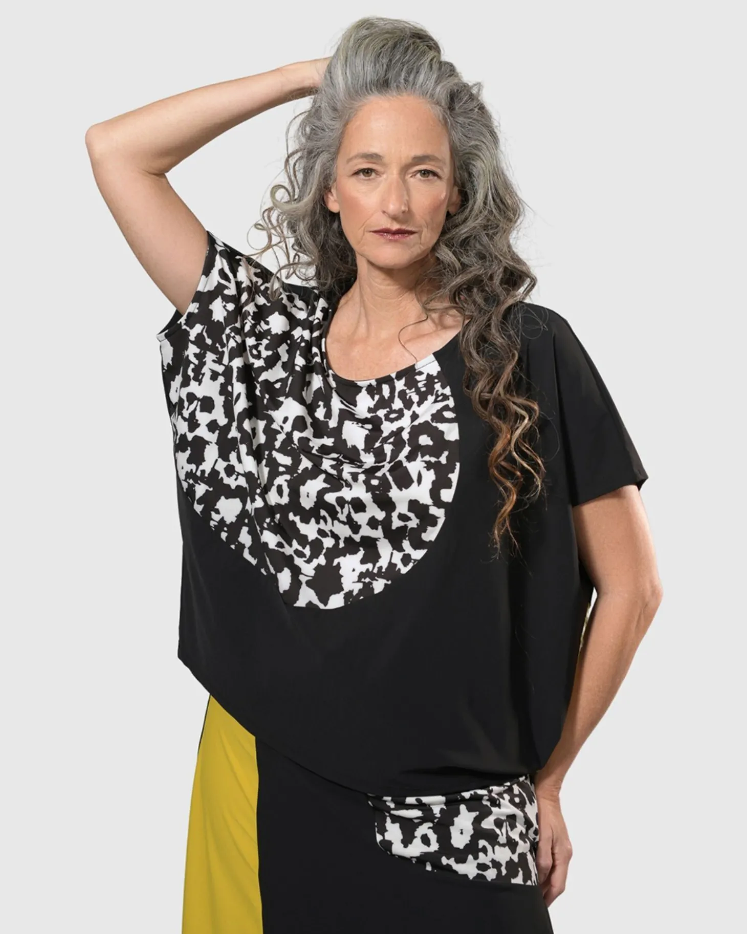 Tekbika Bliss Boxy Top, Yellow/Print