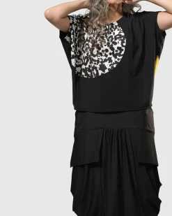 Tekbika Bliss Boxy Top, Yellow/Print