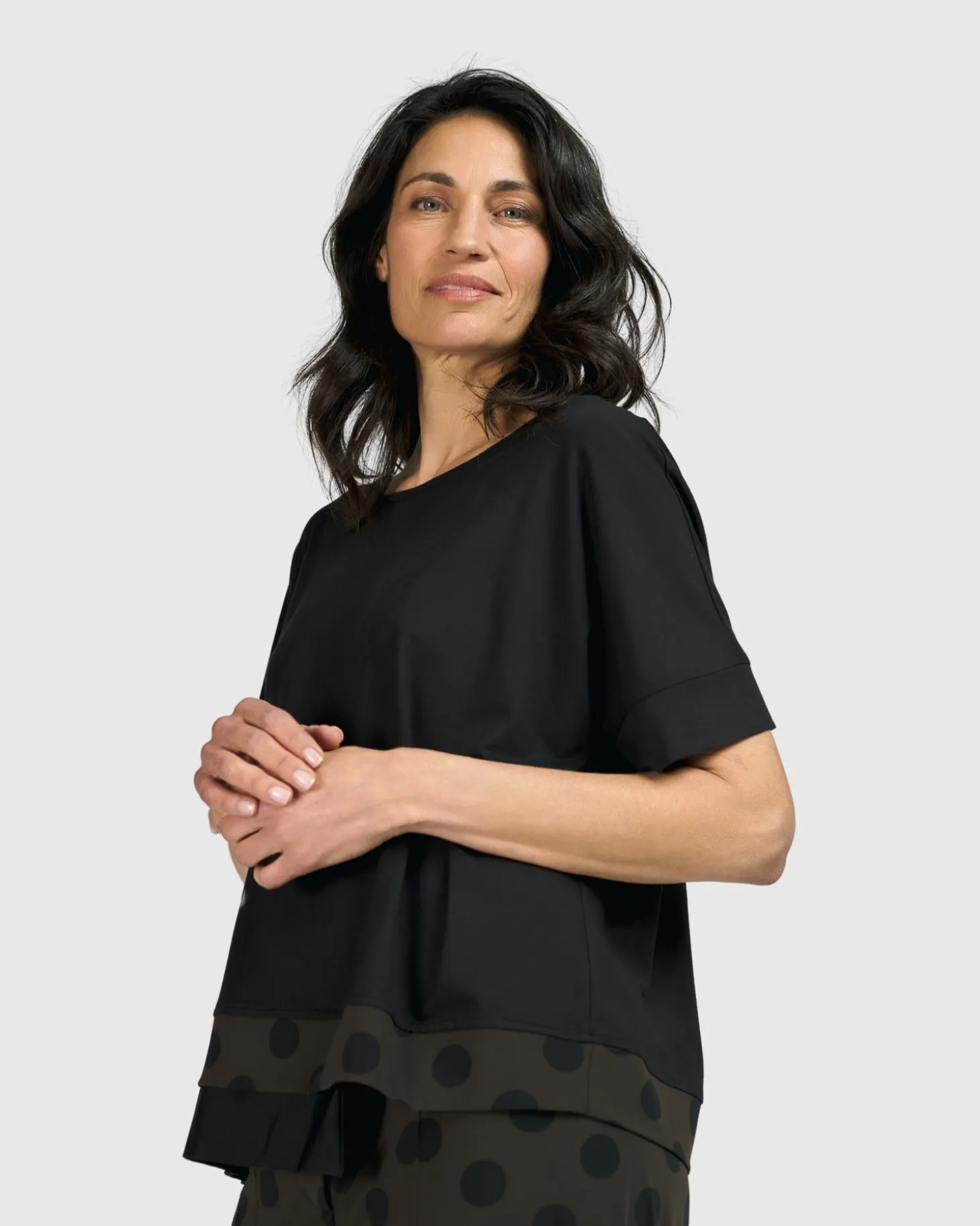 Tekbika Dots Boxy Top, Khaki