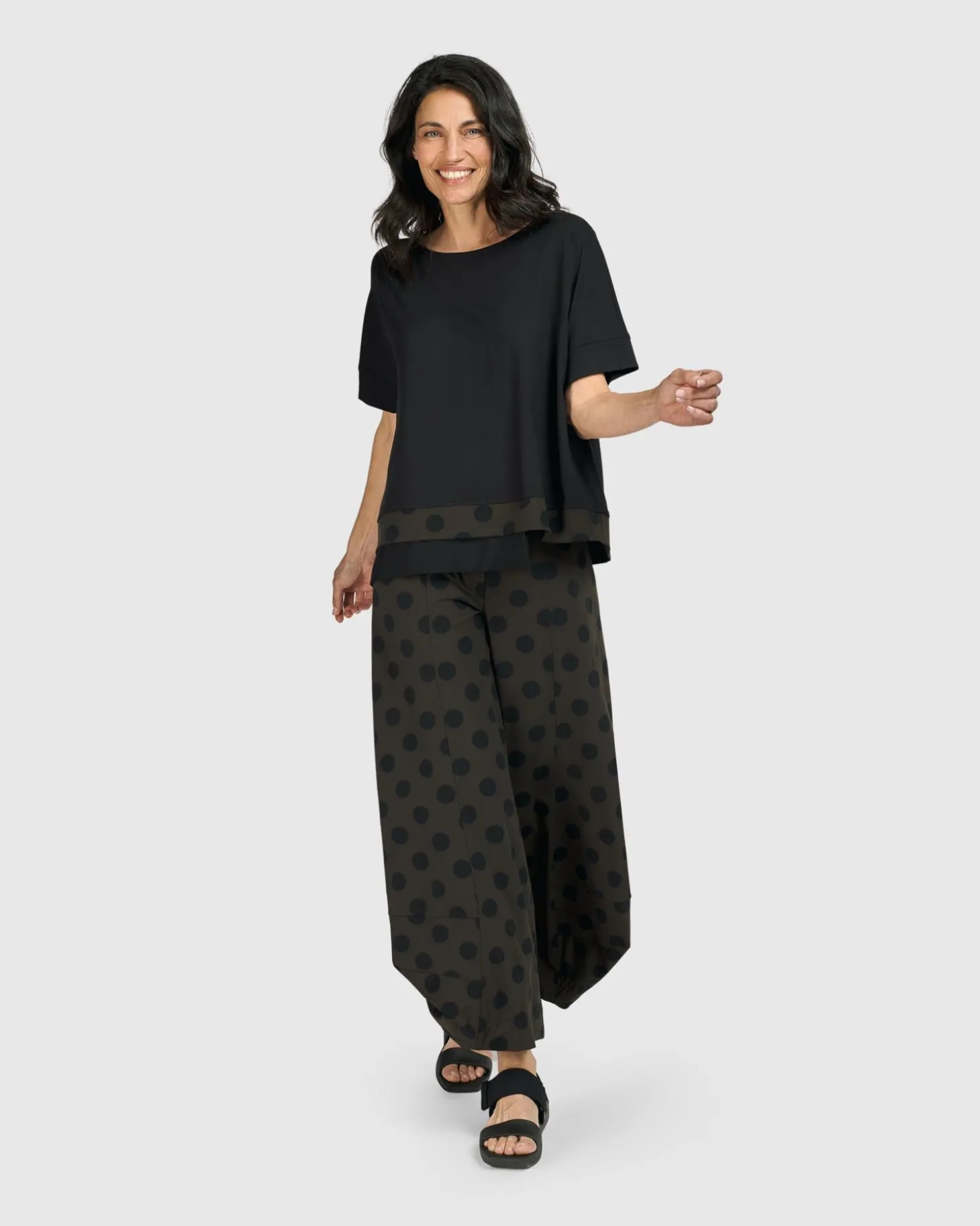 Tekbika Dots Boxy Top, Khaki