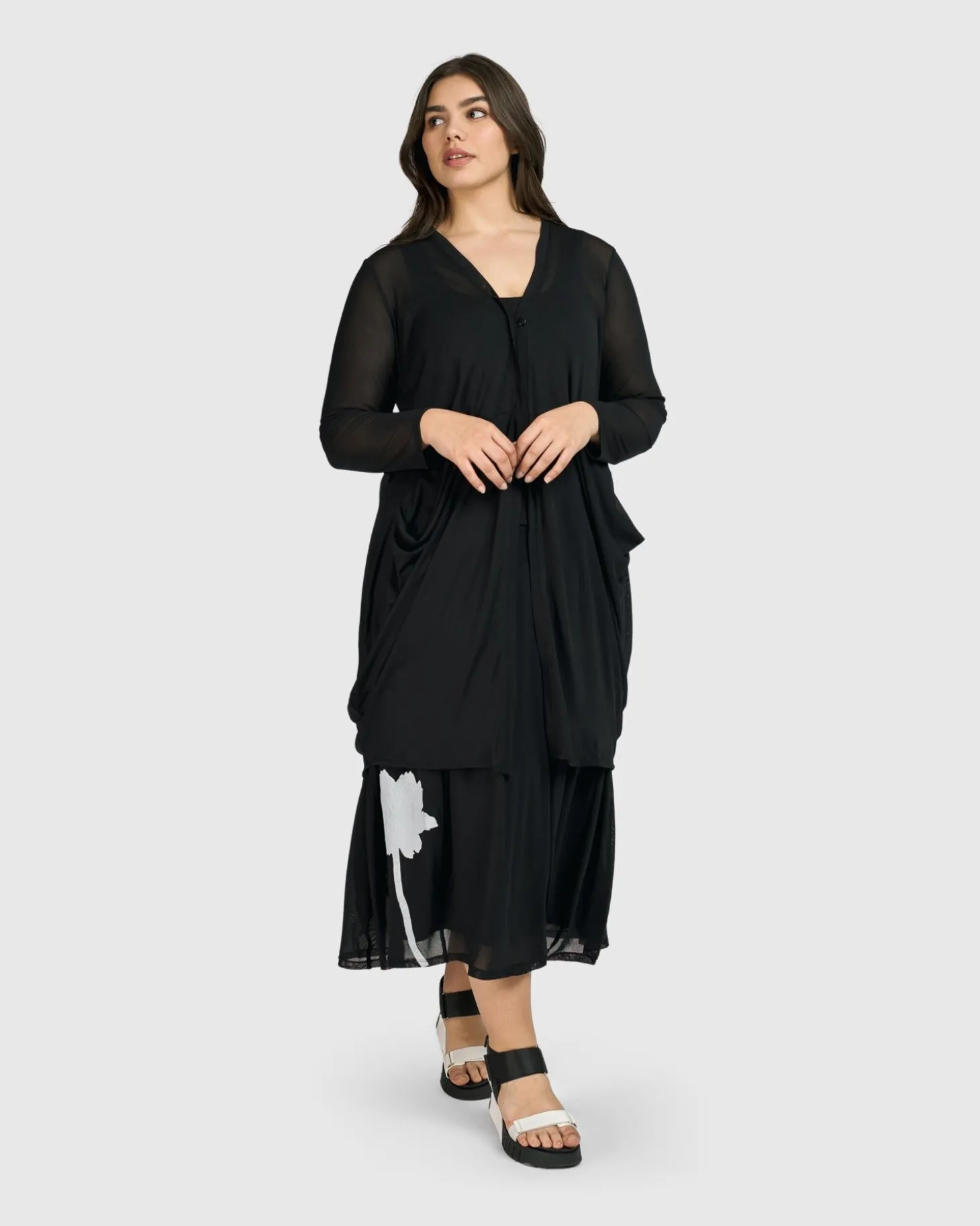Tekbika Essential Draped Cocoon Jacket, Mesh