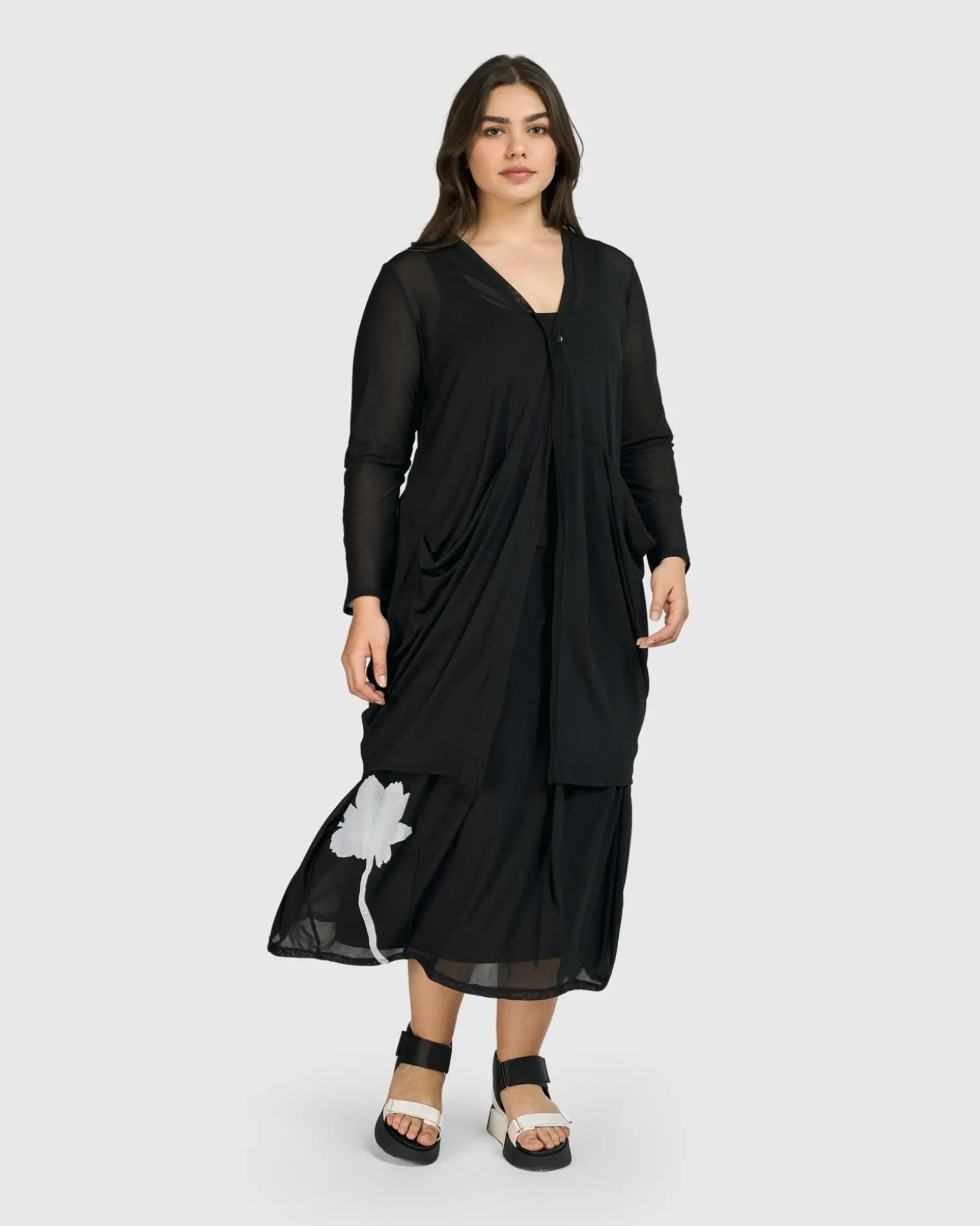 Tekbika Essential Draped Cocoon Jacket, Mesh