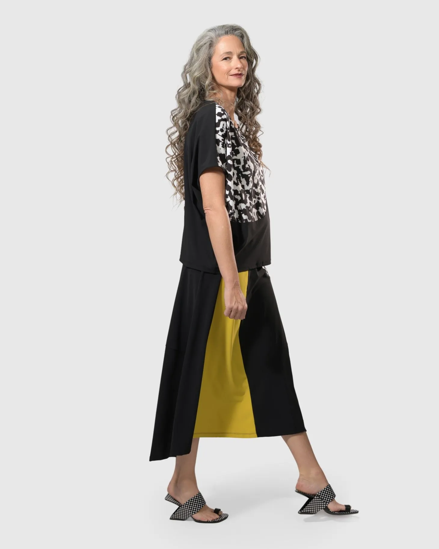 Tekbika Swing Maxi Skirt, Yellow/Print