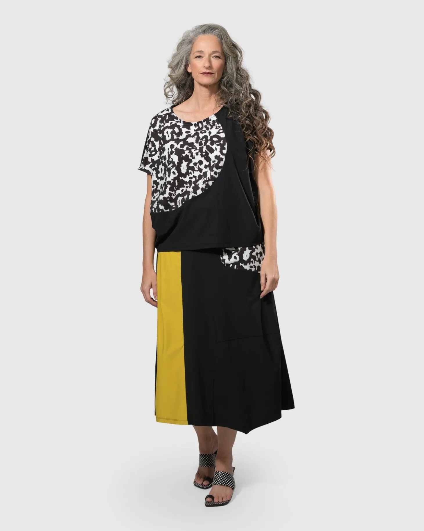 Tekbika Swing Maxi Skirt, Yellow/Print