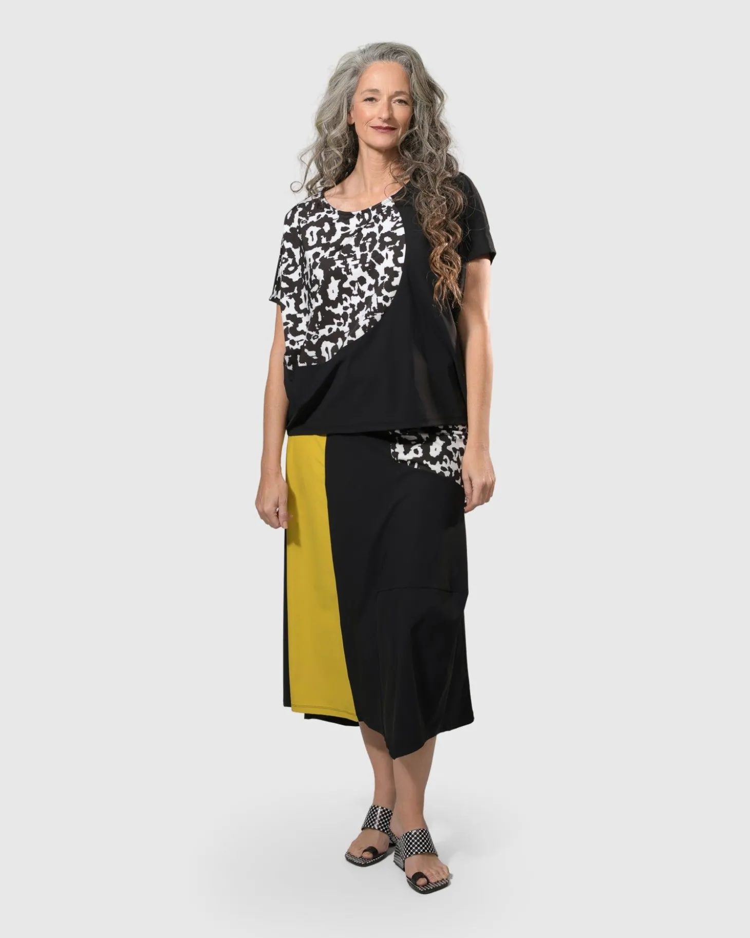 Tekbika Swing Maxi Skirt, Yellow/Print