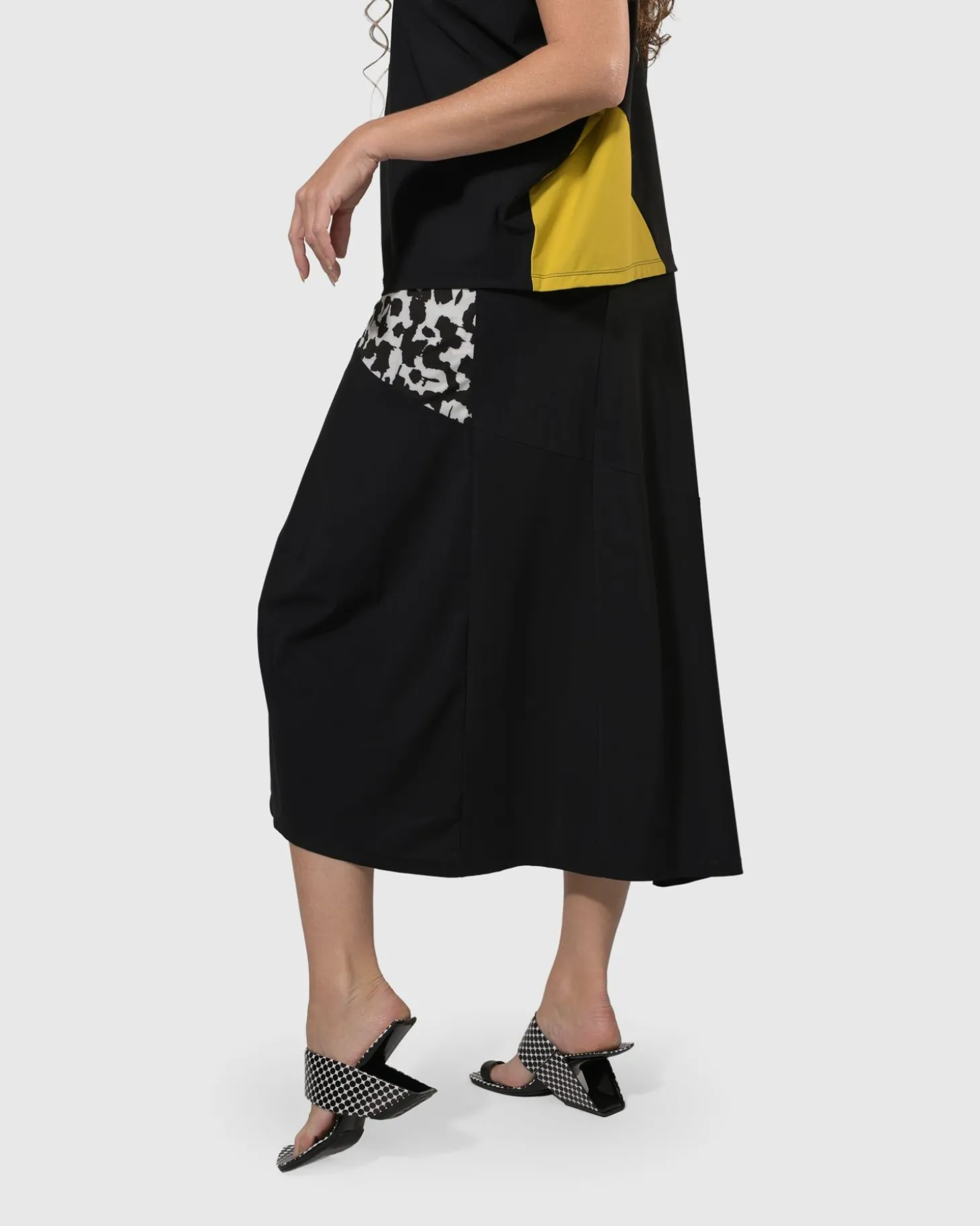 Tekbika Swing Maxi Skirt, Yellow/Print