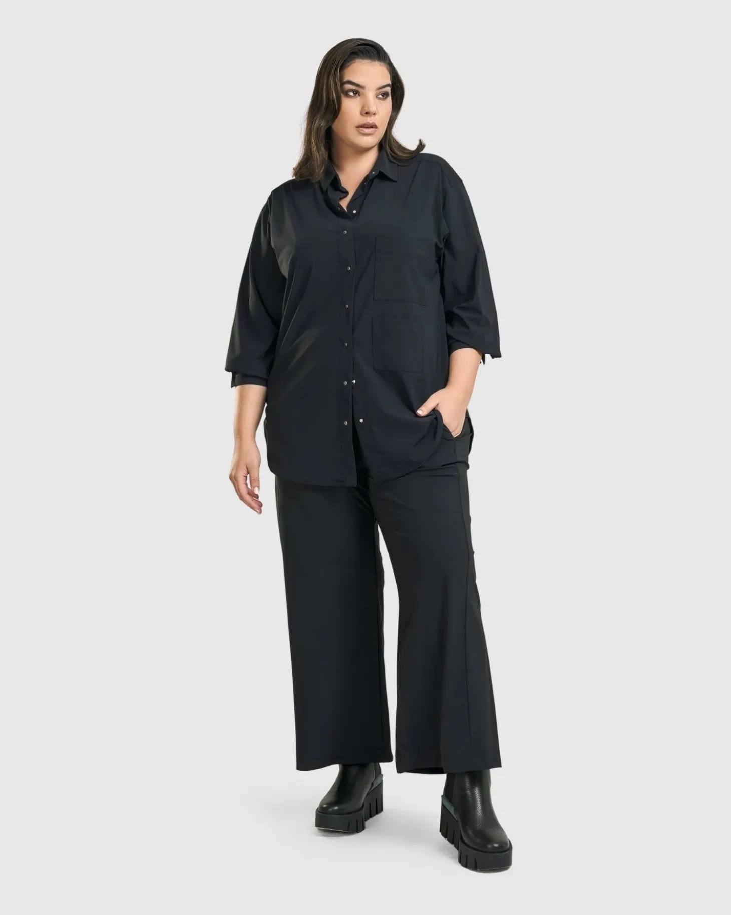 Trinity Button Down Shirt, Black