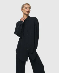 Trinity Button Down Shirt, Black