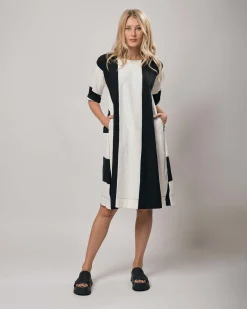 Urban Anna Stripe A-Line Dress, White/Black