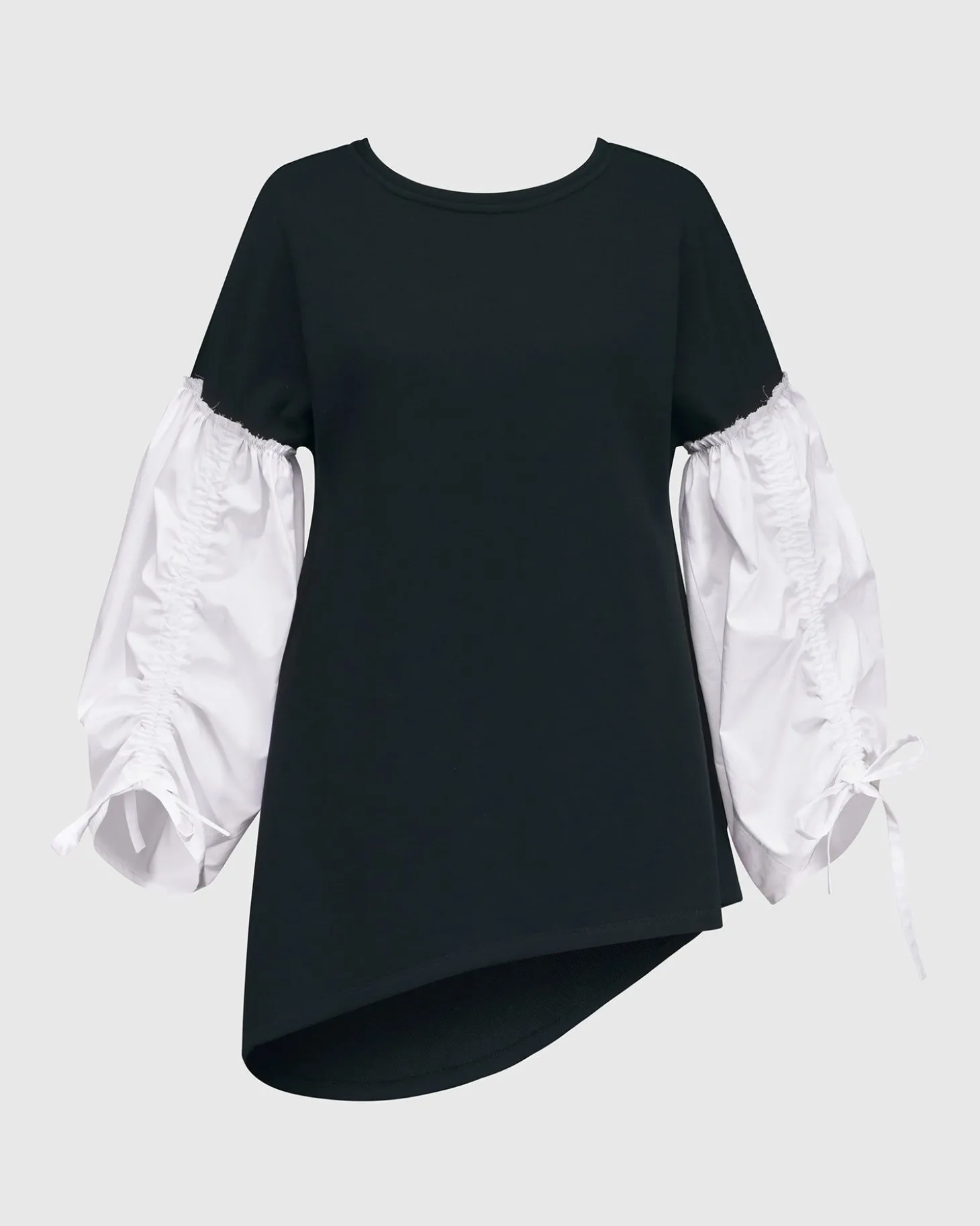 Urban Cinch Tunic Top, White/Black