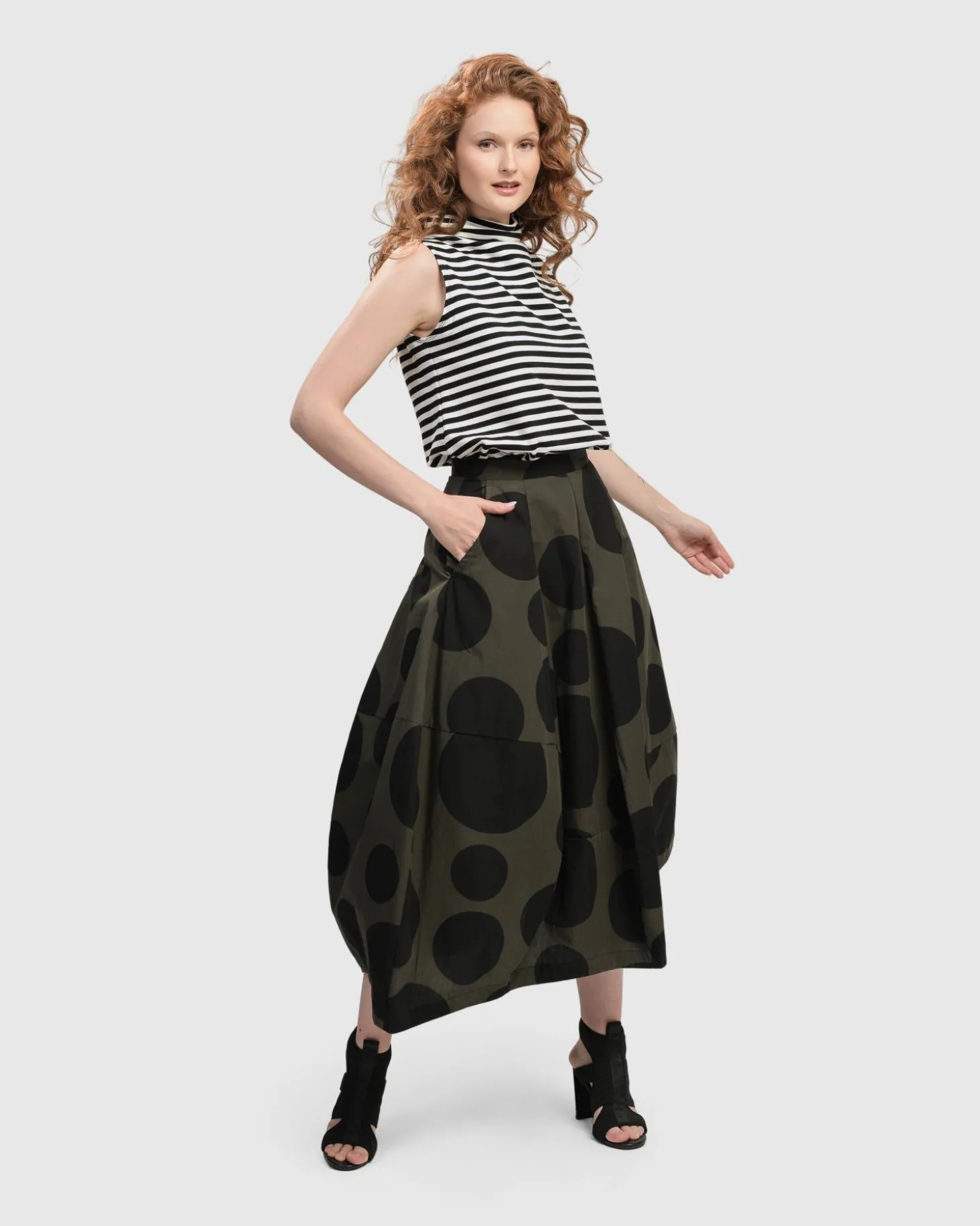 Urban Dots Lotus Balloon Skirt, Khaki