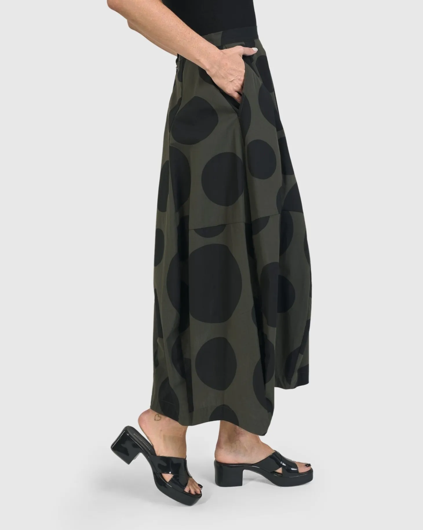 Urban Dots Lotus Balloon Skirt, Khaki