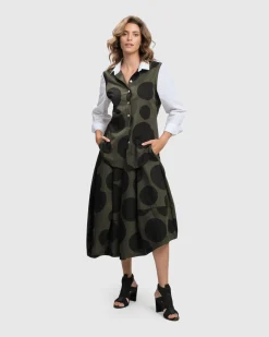 Urban Dots Lotus Balloon Skirt, Khaki