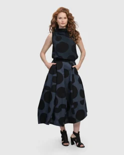 Urban Dots Sleeveless Mockneck Top, Navy