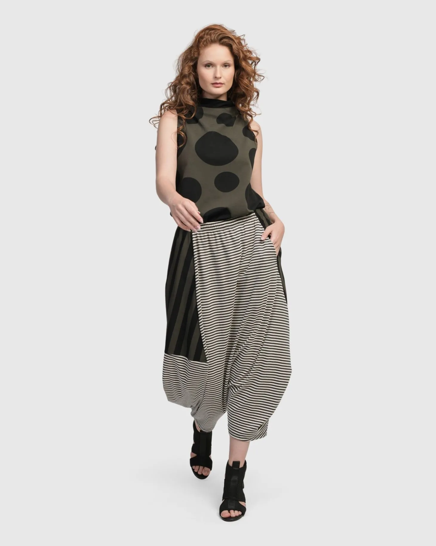 Urban Dots Sleeveless Mockneck Top, Khaki