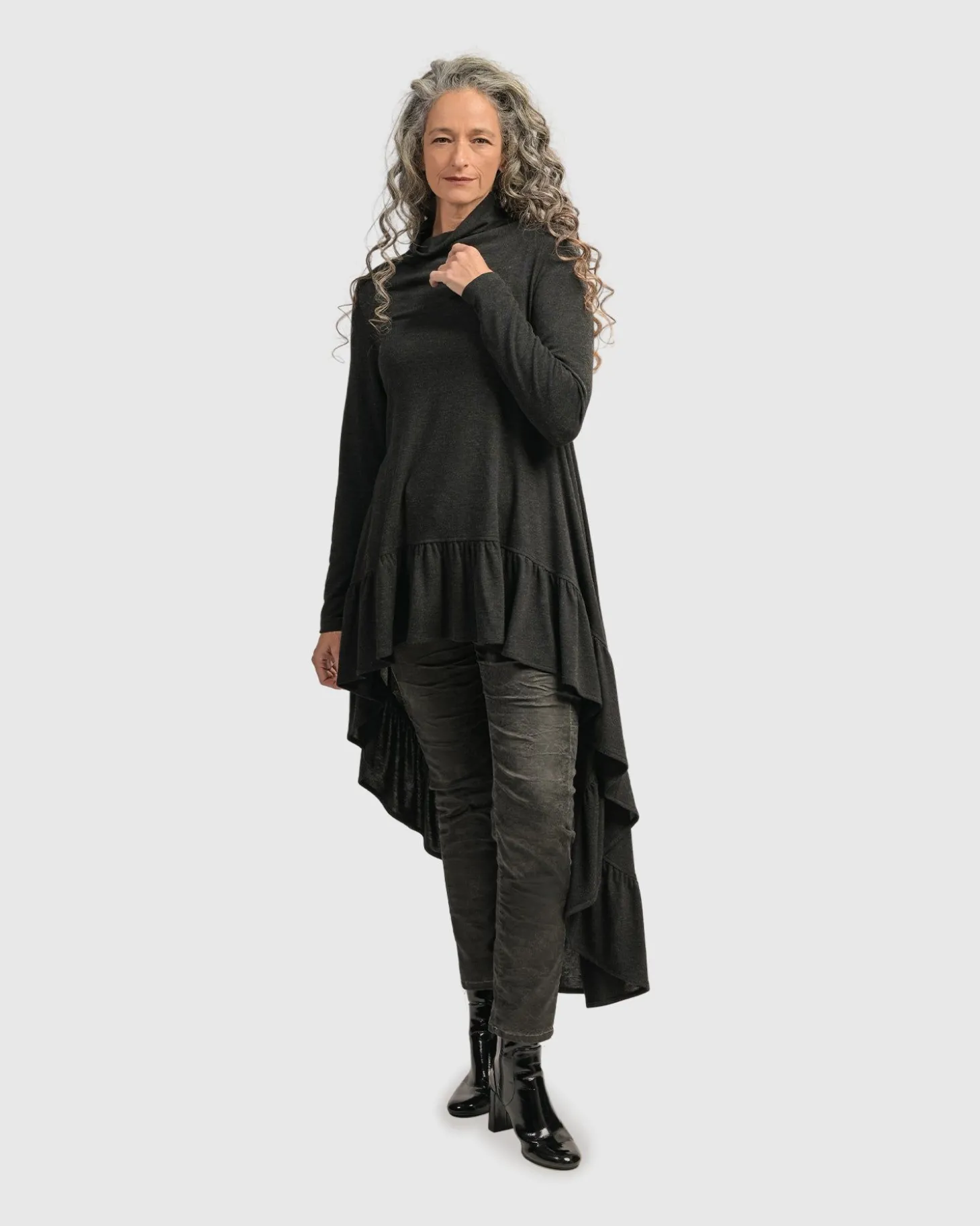 Urban Hi Lo Katniss Top, Charcoal