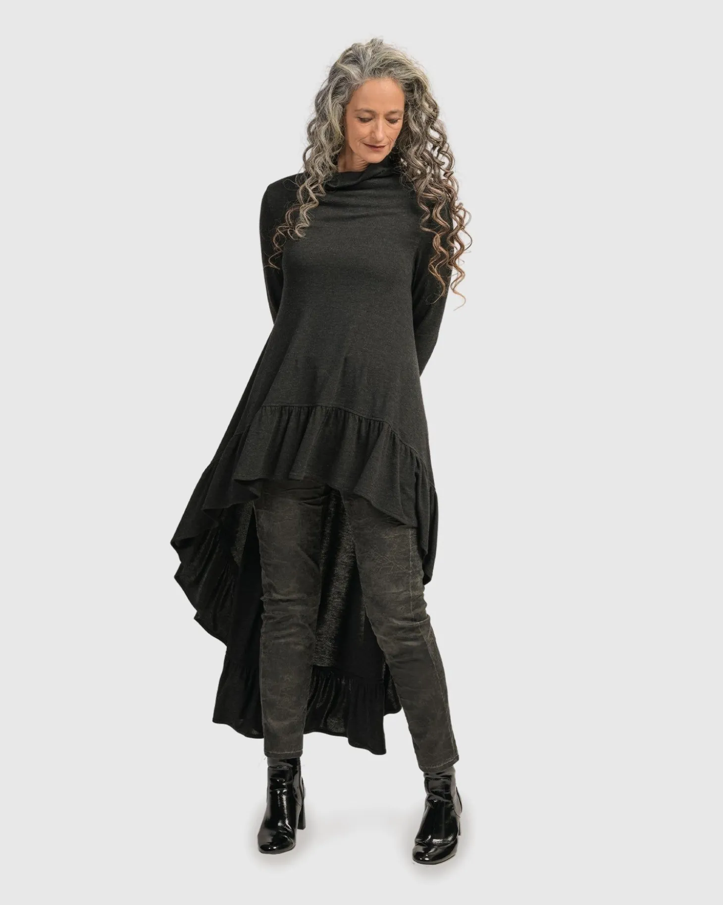 Urban Hi Lo Katniss Top, Charcoal
