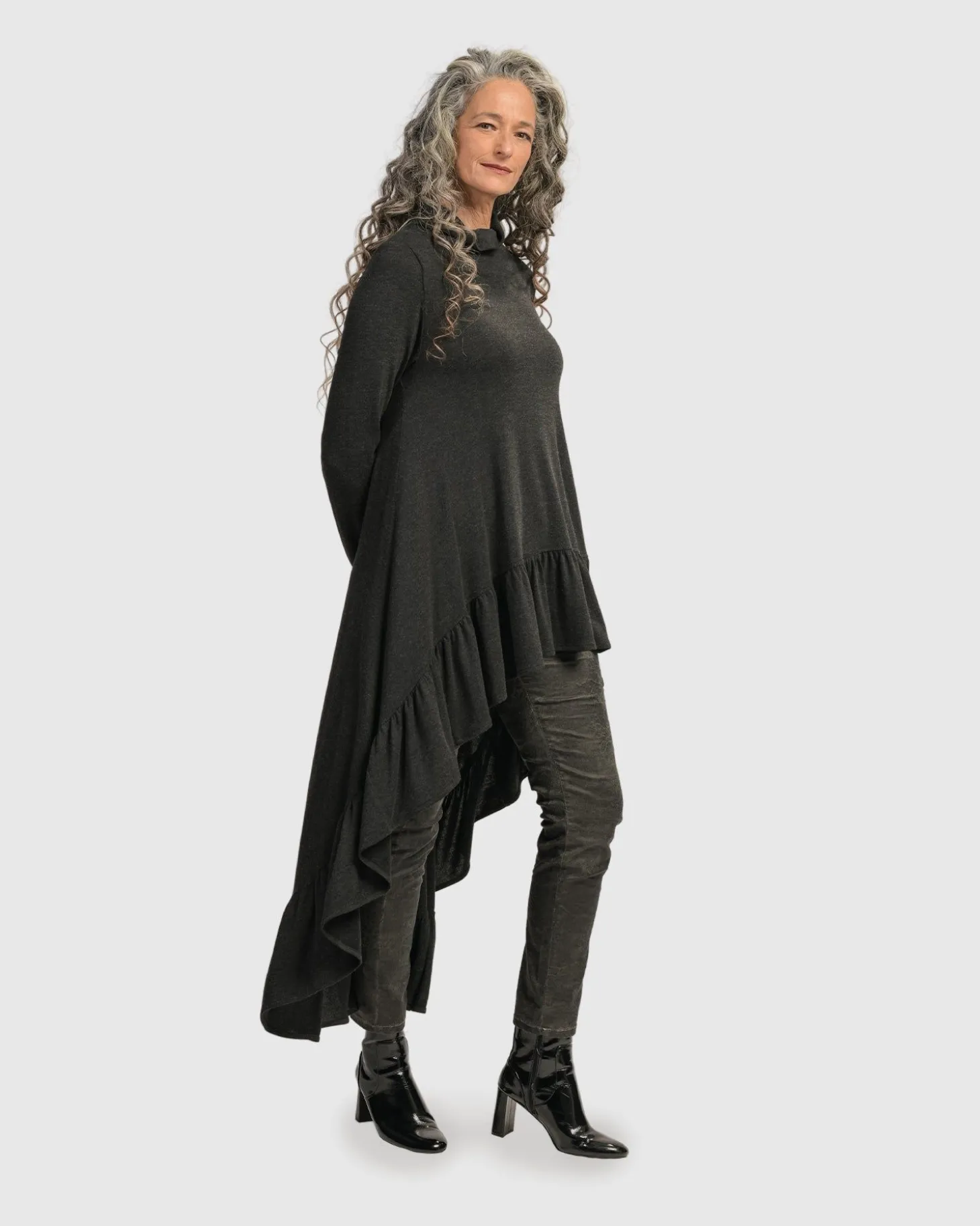 Urban Hi Lo Katniss Top, Charcoal