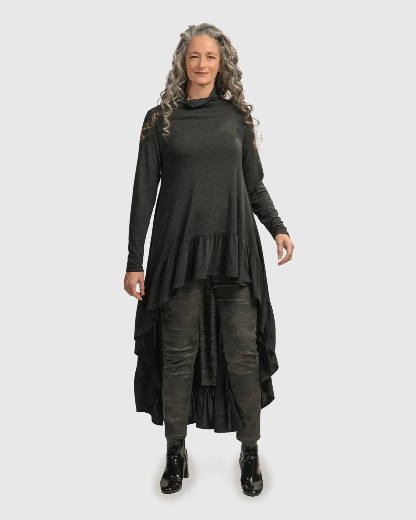 Urban Hi Lo Katniss Top, Charcoal