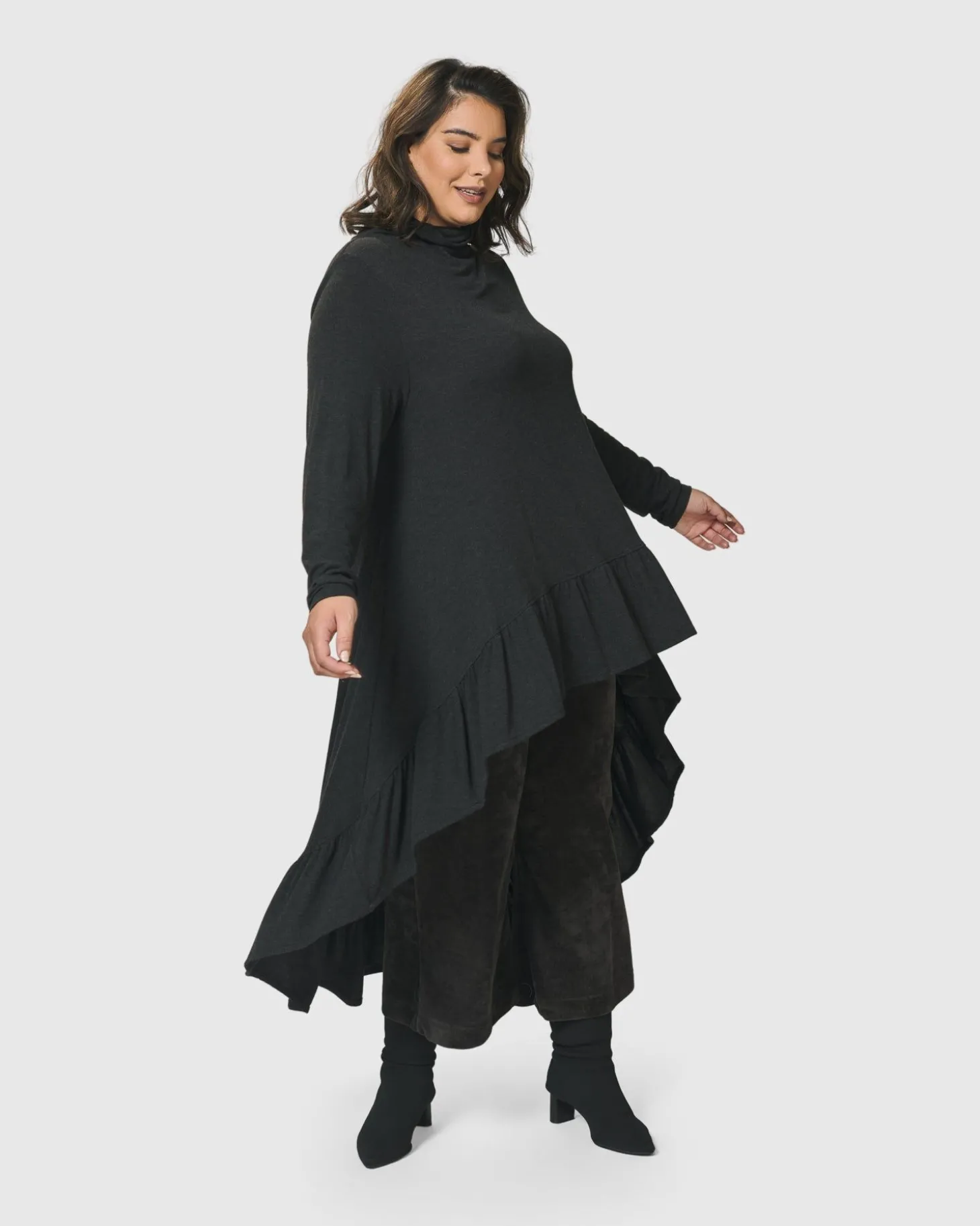 Urban Hi Lo Katniss Top, Charcoal