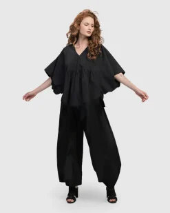 Urban It-Girl Butterfly Blouse, Black