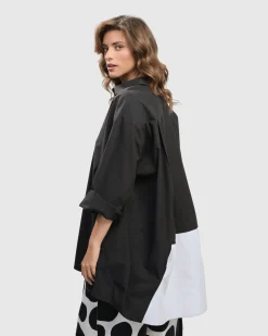 Urban Oversized Trapeze Shirt, Black