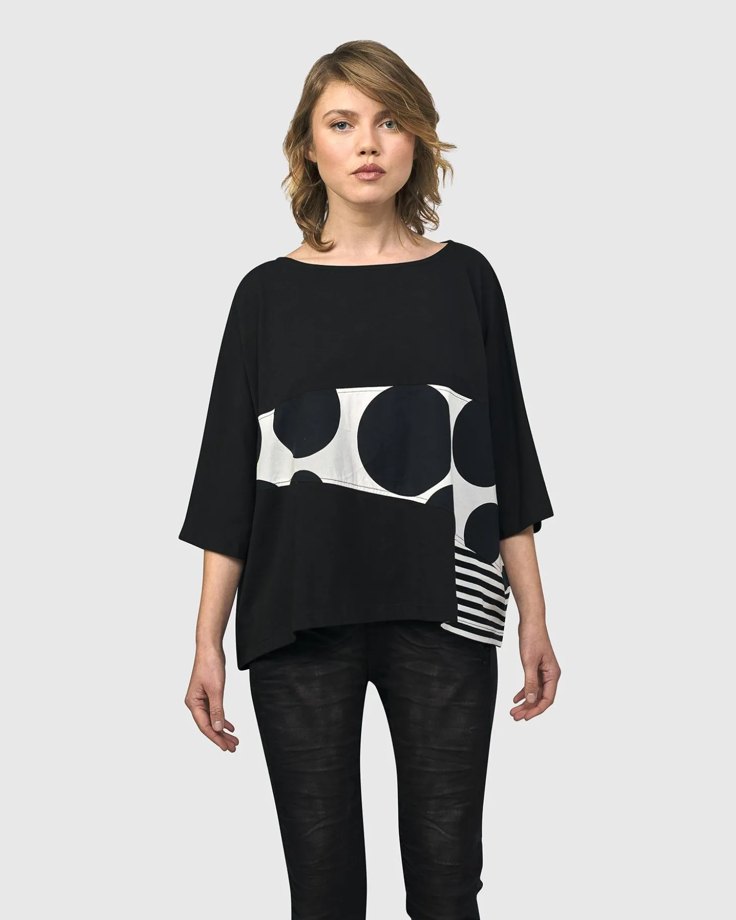 Urban Rockefeller Dots Boxy Tee, Mono