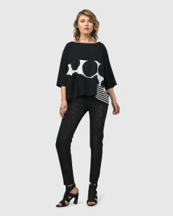 Urban Rockefeller Dots Boxy Tee, Mono