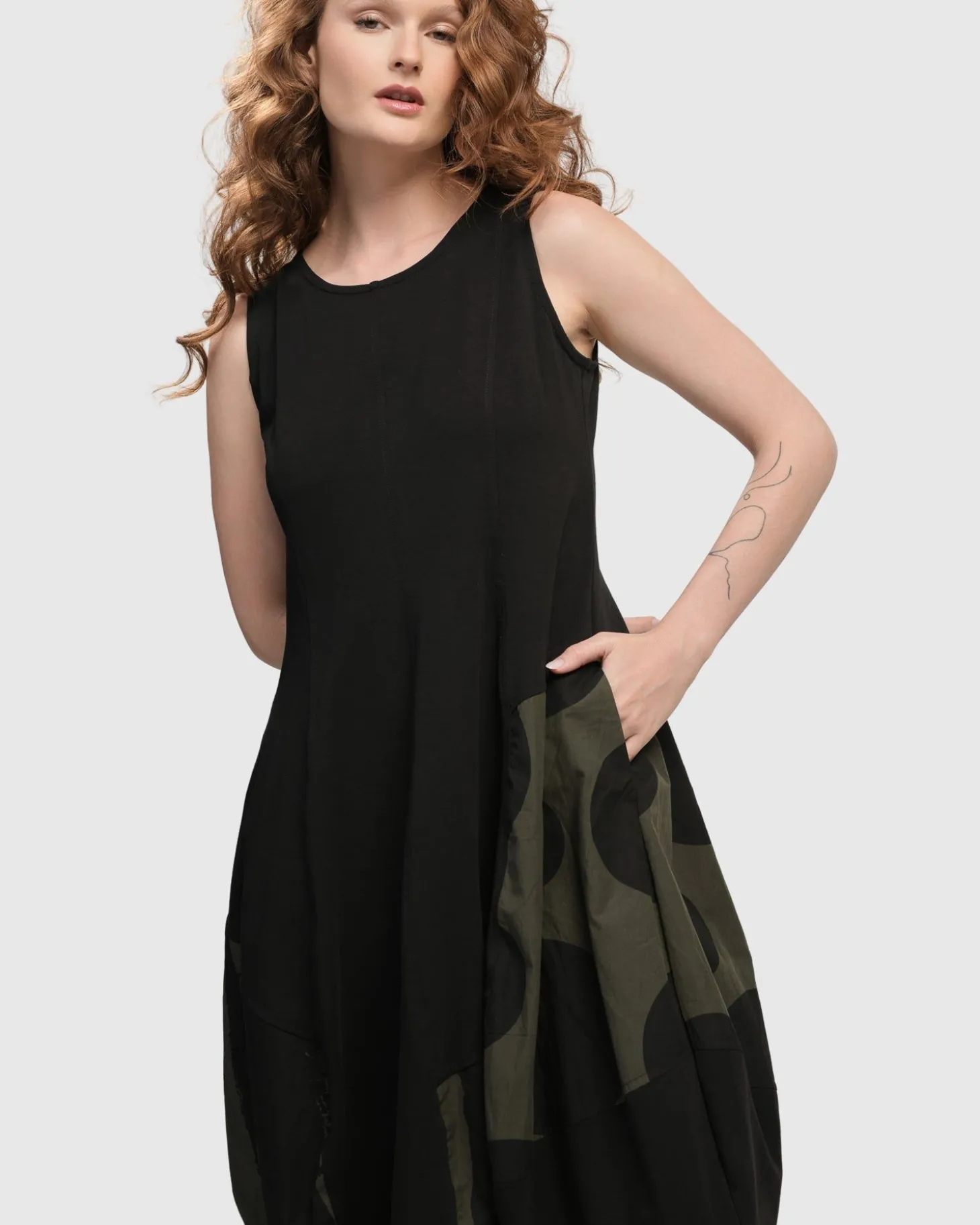 Urban Sleeveless Cocoon Dress, Khaki