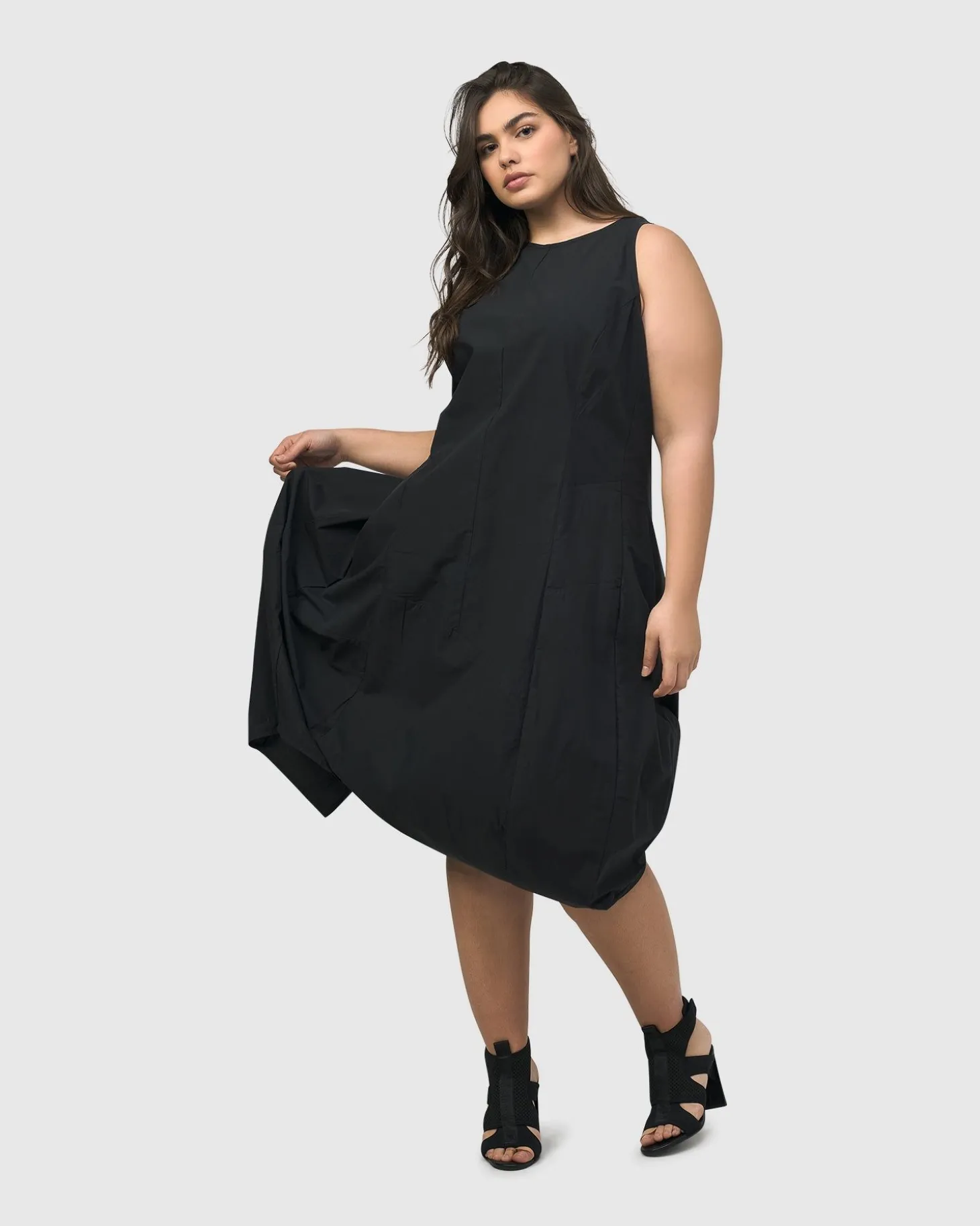 Urban Soho Sleeveless Cocoon Dress, Black